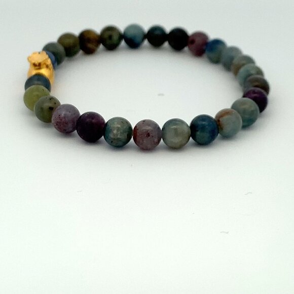 24K Gold Money Bag Lucky Charm Bracelet Gemstones Natural Multicolor Sapphire - Picture 6 of 8